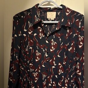 Kate Spade Navy and Burgundy Patterned Foxy Dress.
